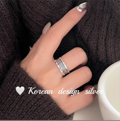 Vintage antique ring, irregular texture pattern Thai silver for women