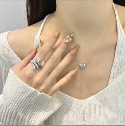 Light luxury diamond-encrusted high-end meteor-shaped open ring