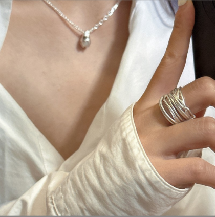 European and American alloy geometric multi-layer cross ring with adjustable opening